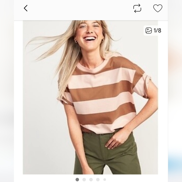 Short Slv Vintage Boxy Striped Easy Tee Old Navy EUC L Nautical Skatergirl Y2K - Picture 2 of 8